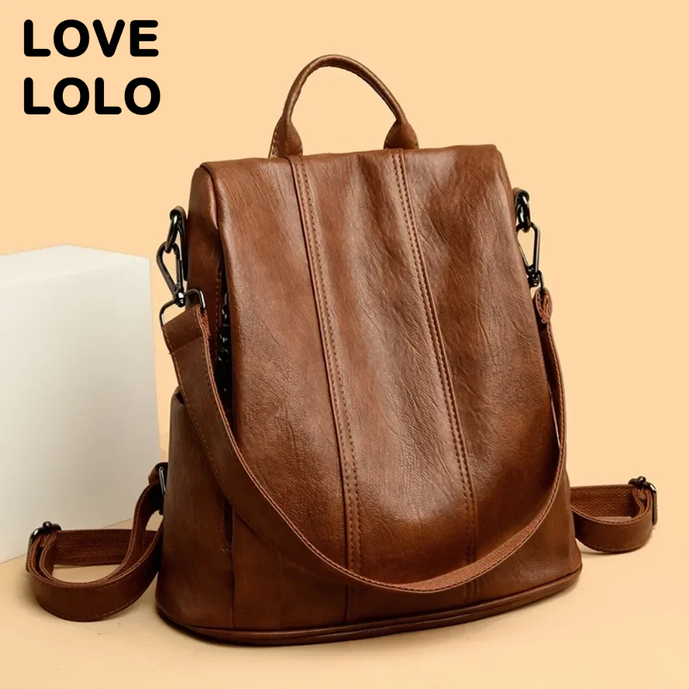 Leather Backpack Vintage - 女性用新型盗難防止ノートパソコンバックパック、高品質ソフトレザーヴィンテージバッグ、スクールバッグ、14.9L大容量トラベルブックバッグ
