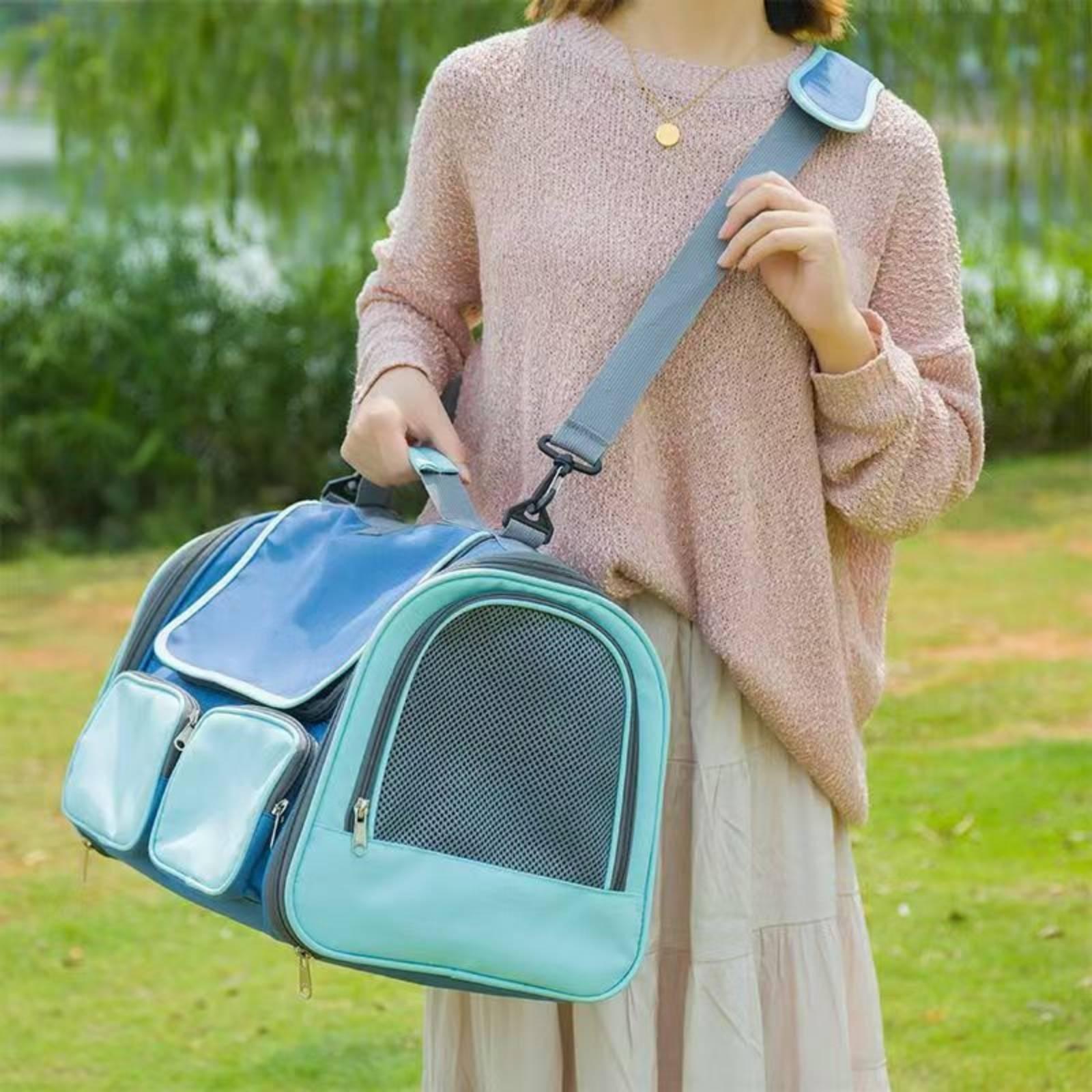 Foldable Backpack Small - 通気性のある折りたたみ式工業用コンテナ型ドッグキャリーバッグ、メッシュ製ペットトラベルバックパック（ショルダーストラップ付き、小型ペット用）