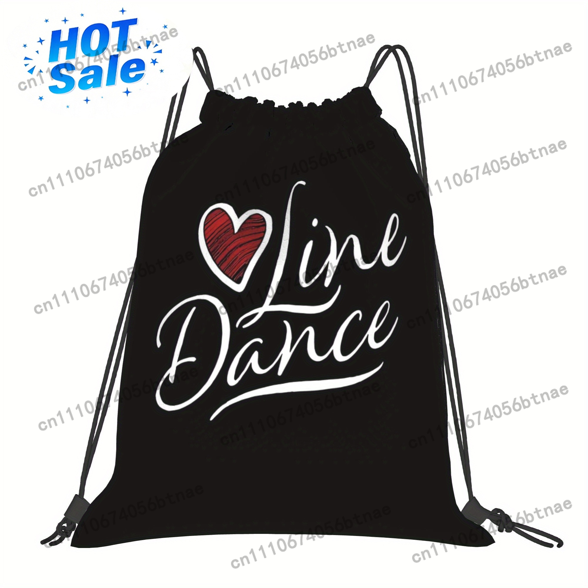 LOVE ラインダンス巾着バッグ - ブラックに白のハートと - Drawstring Gym Bag のレビューと価格