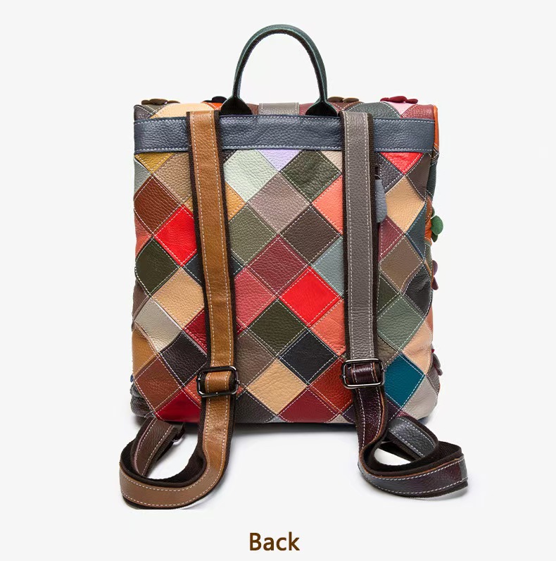ヴィンテージ女性本革バックパックフラワーリアル牛革ショルダー - Leather Backpack Vintage のレビューと価格