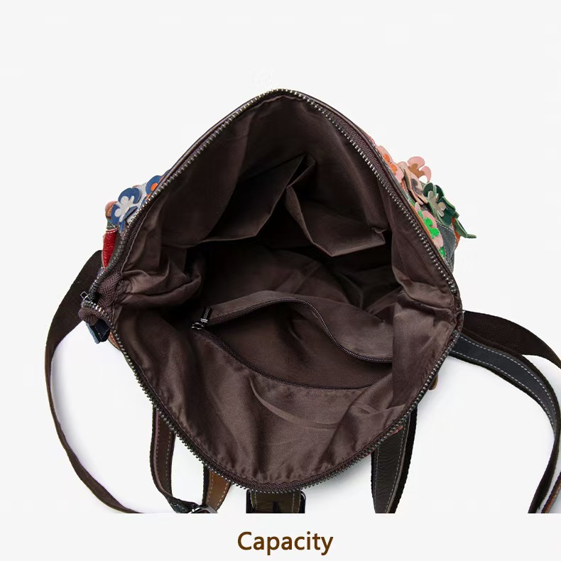 ヴィンテージ女性本革バックパックフラワーリアル牛革ショルダー - Leather Backpack Vintage のレビューと価格