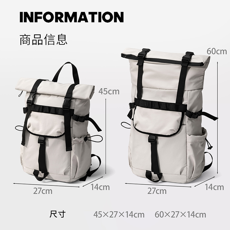 新しいメンズロールマウス拡張可能なトラベルバックパック、ラッ - Canvas Backpack Casual のレビューと価格