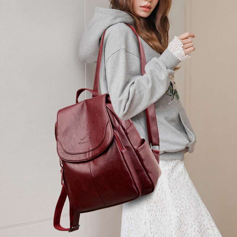 ヴィンテージ風ソフトレザーバックパック 女性用 9色展開 カ - Leather Backpack Vintage のレビューと価格