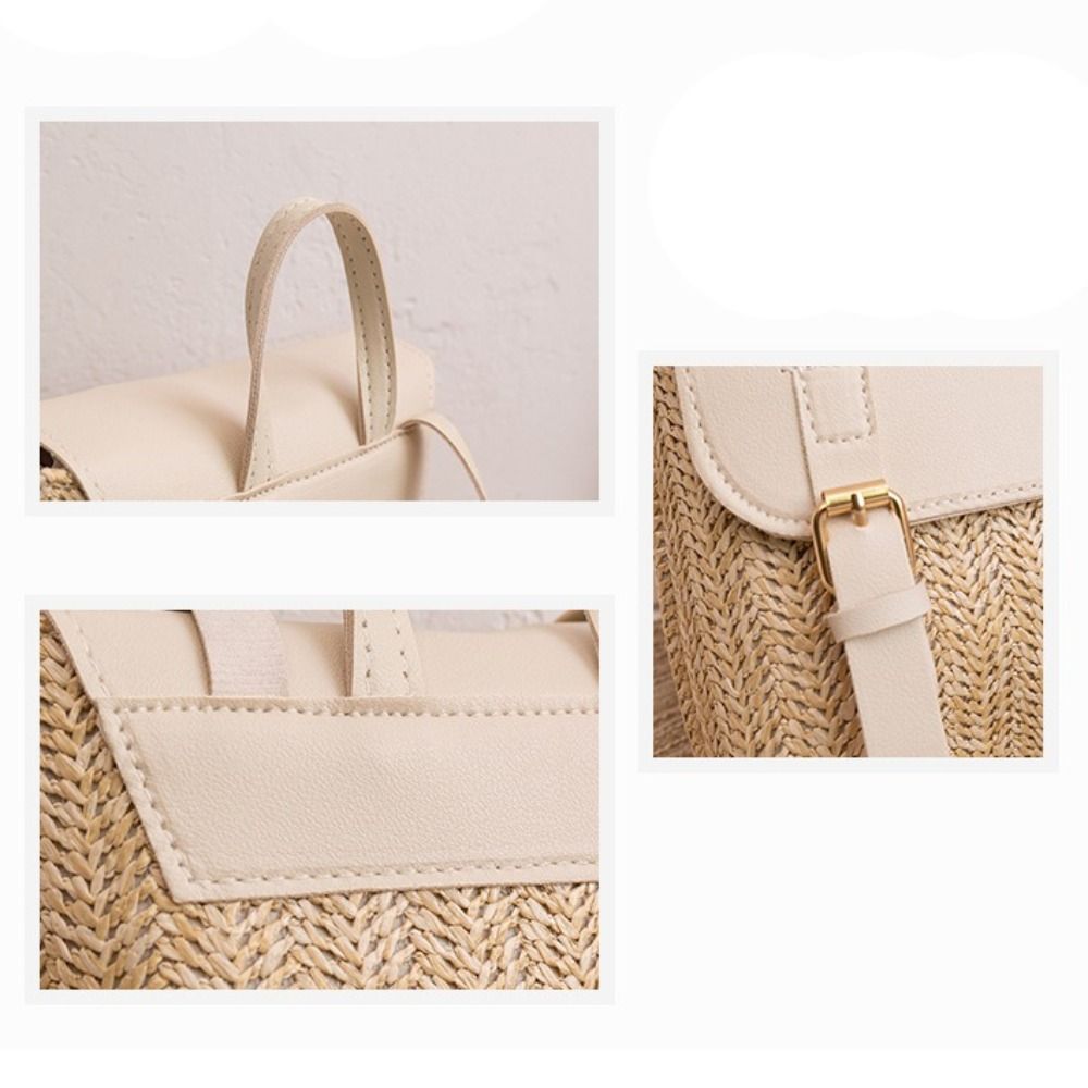 トレンド PU レザー ストロー バックパック レトロ デザ - Leather Backpack Vintage のレビューと価格