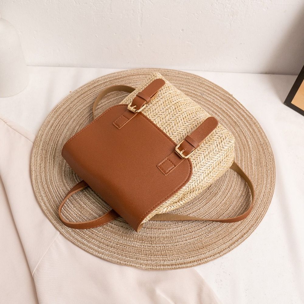 トレンド PU レザー ストロー バックパック レトロ デザ - Leather Backpack Vintage のレビューと価格