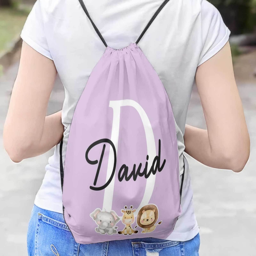 1個入りのかわいい動物をテーマにしたカスタム名/テキスト入り - Drawstring Gym Bag のレビューと価格