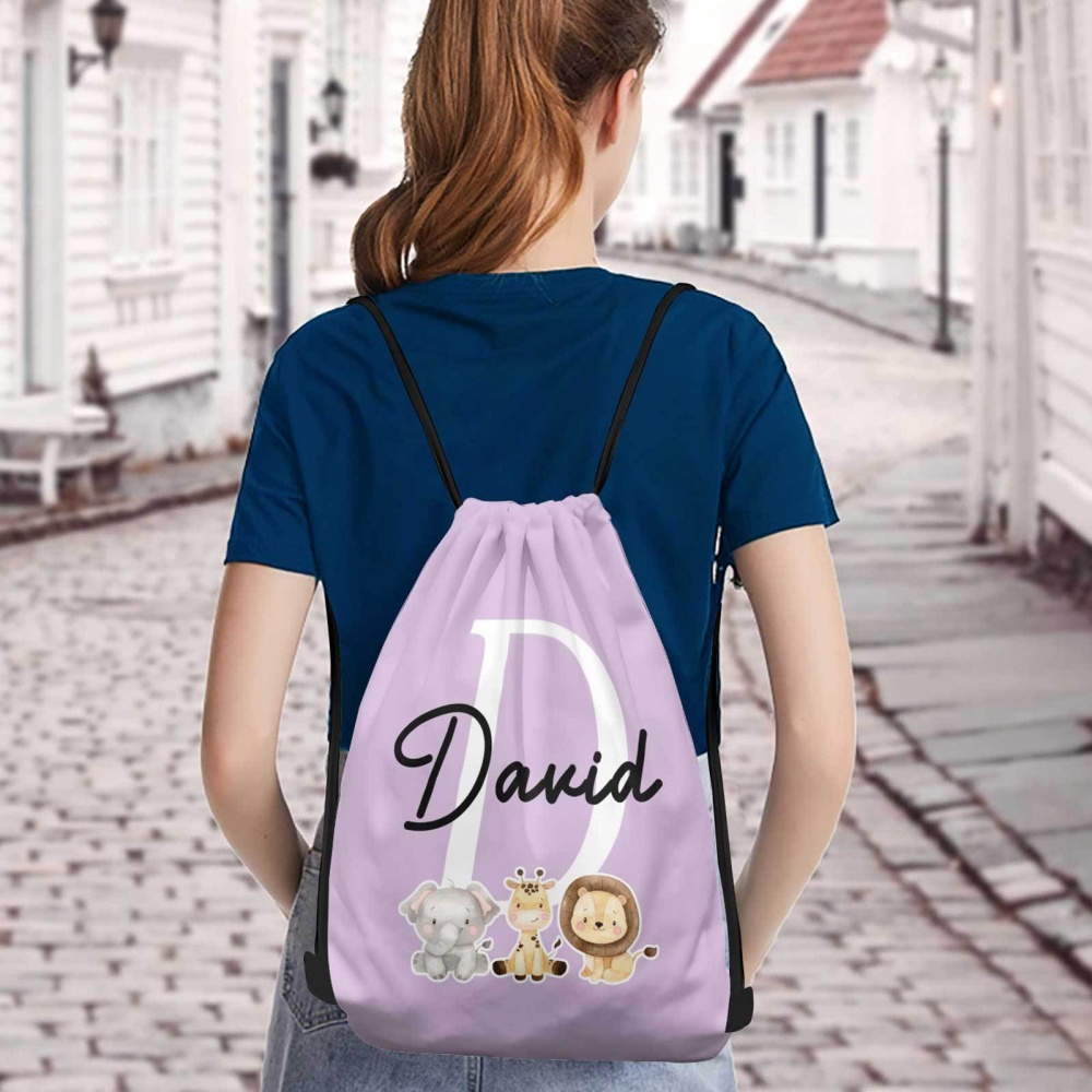 1個入りのかわいい動物をテーマにしたカスタム名/テキスト入り - Drawstring Gym Bag のレビューと価格