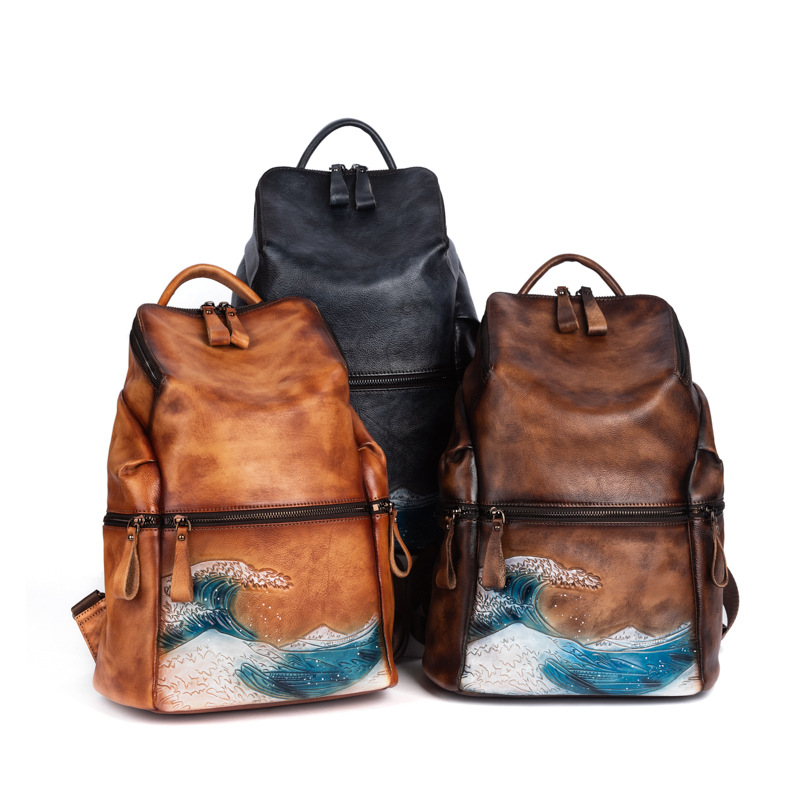 Johnature 本革女性バックパック大容量アウトドア旅行 - Leather Backpack Vintage のレビューと価格