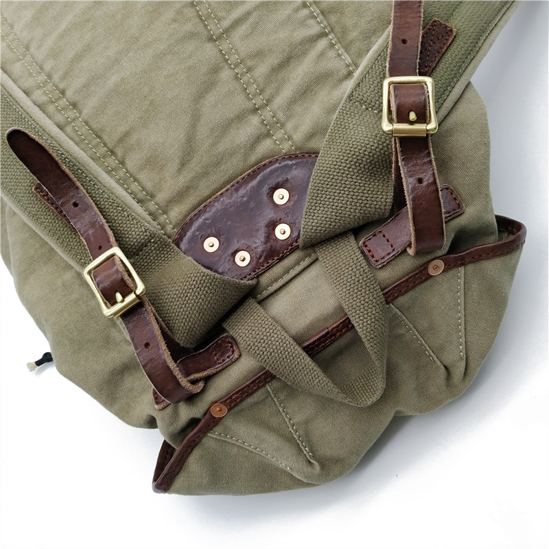 レトロアメリカン高密度キャンバスアウトドアクライミングバック - Canvas Backpack Casual のレビューと価格