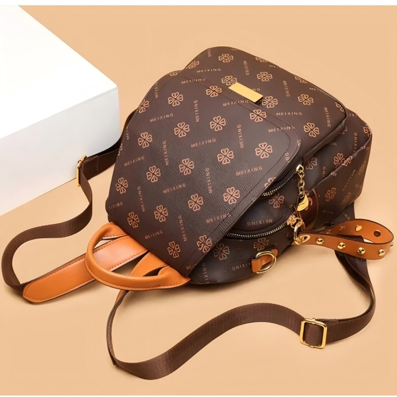 レトロプリントバックパック レディース PUレザー エレガン - Leather Backpack Vintage のレビューと価格