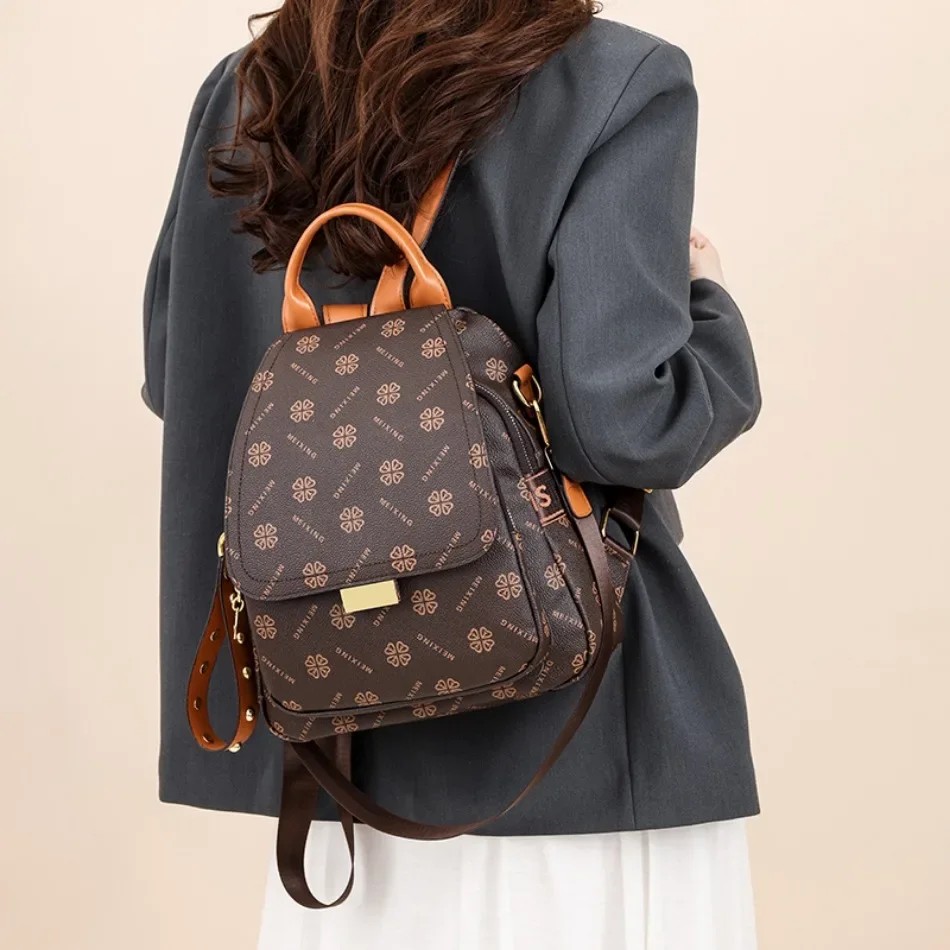 レトロプリントバックパック レディース PUレザー エレガン - Leather Backpack Vintage のレビューと価格