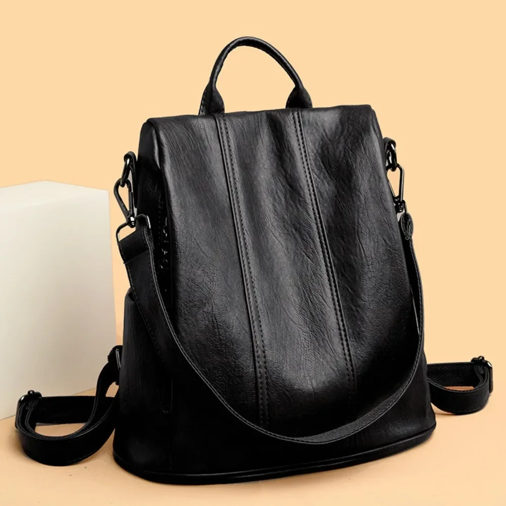 女性用新型盗難防止ノートパソコンバックパック、高品質ソフトレ - Leather Backpack Vintage のレビューと価格